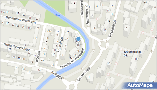 Bielsko-Biała, Bohaterów Warszawy, 5a, mapa Bielsko-Białej