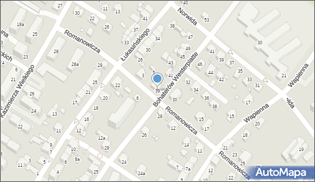 Bielsko-Biała, Bohaterów Westerplatte, 39, mapa Bielsko-Białej
