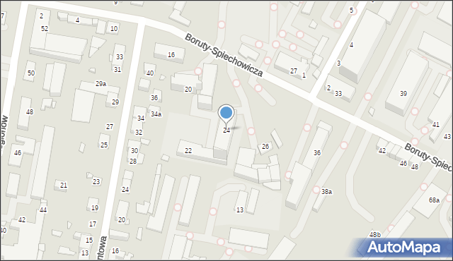 Bielsko-Biała, Boruty-Spiechowicza Mieczysława, gen., 24, mapa Bielsko-Białej