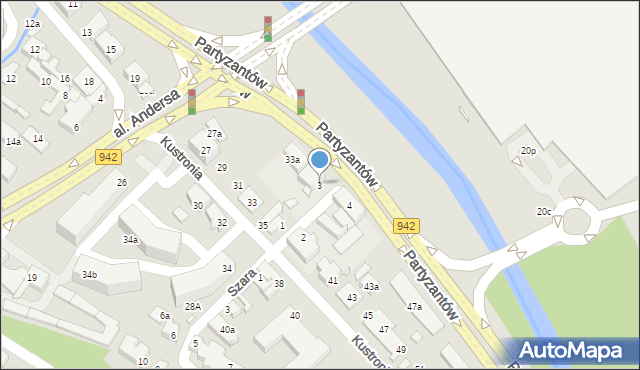 Bielsko-Biała, Bobrowa, 3, mapa Bielsko-Białej