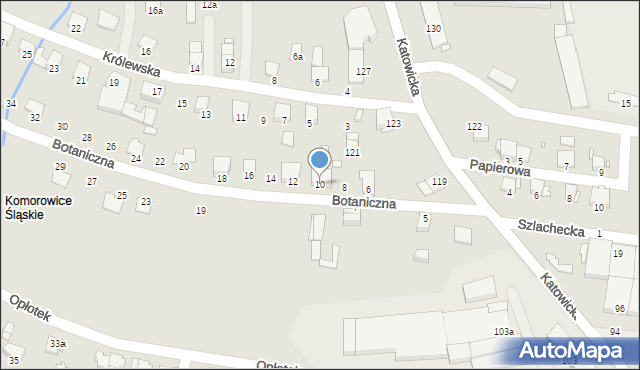Bielsko-Biała, Botaniczna, 10, mapa Bielsko-Białej