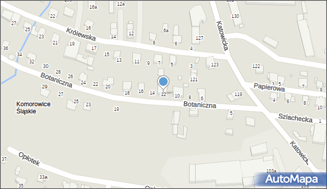 Bielsko-Biała, Botaniczna, 12, mapa Bielsko-Białej