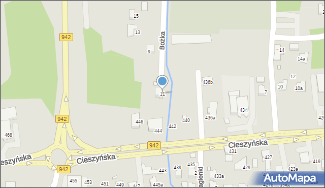 Bielsko-Biała, Bożka Józefa, 11, mapa Bielsko-Białej