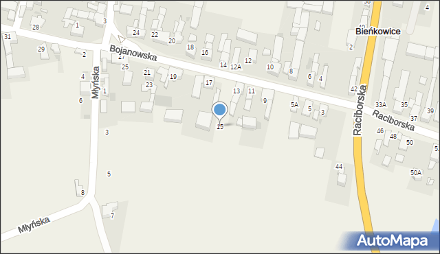 Bieńkowice, Bojanowska, 15, mapa Bieńkowice