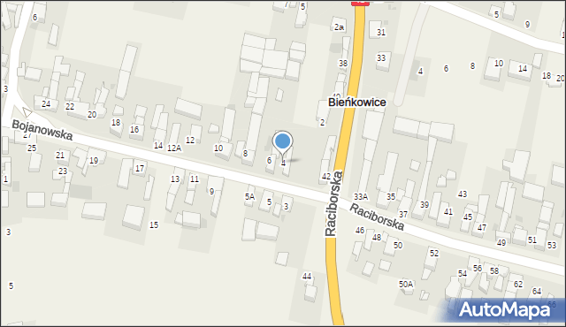 Bieńkowice, Bojanowska, 4, mapa Bieńkowice