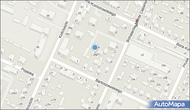 Biłgoraj, Bohaterów Monte Cassino, 26a, mapa Biłgoraj