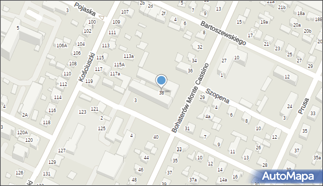 Biłgoraj, Bohaterów Monte Cassino, 38, mapa Biłgoraj