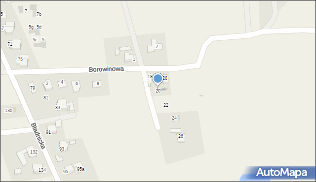 Bładnice Dolne, Borowinowa, 20, mapa Bładnice Dolne