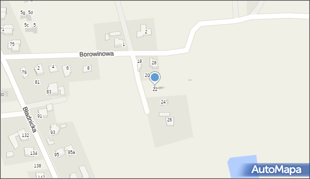 Bładnice Dolne, Borowinowa, 22, mapa Bładnice Dolne
