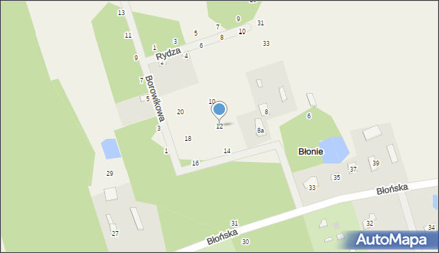 Błonie, Borowikowa, 12, mapa Błonie