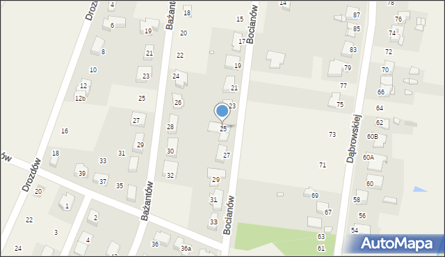 Bobrowniki, Bocianów, 25, mapa Bobrowniki