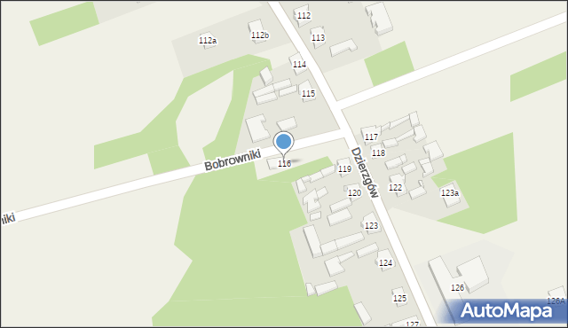 Bobrowniki, Bobrowniki, 116, mapa Bobrowniki