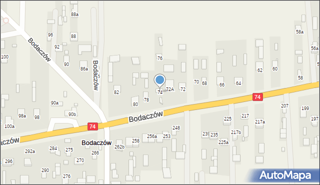 Bodaczów, Bodaczów, 74, mapa Bodaczów