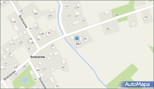 Bodzanów, Bodzanów, 308, mapa Bodzanów
