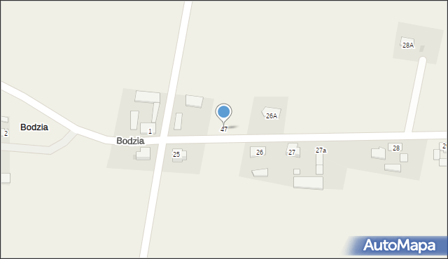 Bodzia, Bodzia, 47, mapa Bodzia