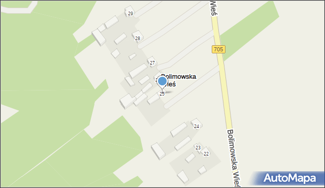 Bolimowska Wieś, Bolimowska Wieś, 25, mapa Bolimowska Wieś