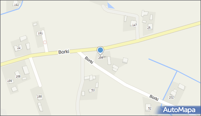 Borki, Borki, 205, mapa Borki