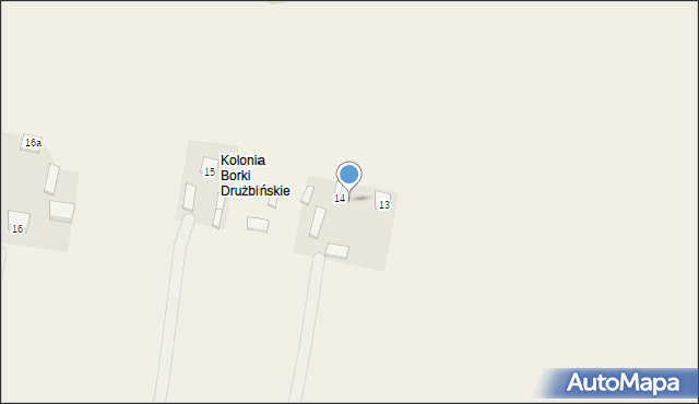 Borki Drużbińskie, Borki Drużbińskie, 14a, mapa Borki Drużbińskie