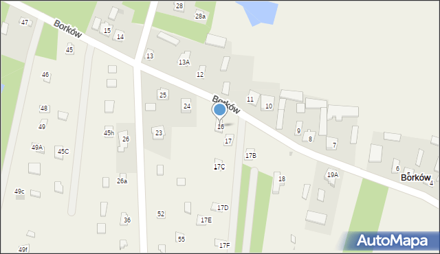 Borków, Borków, 16, mapa Borków