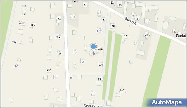 Borków, Borków, 17E, mapa Borków