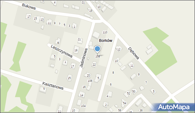 Borków, Borków, 108, mapa Borków