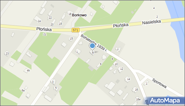 Borkowo, Bohaterów 1939 r., 4, mapa Borkowo
