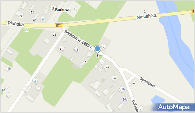 Borkowo, Bohaterów 1939 r., 8, mapa Borkowo