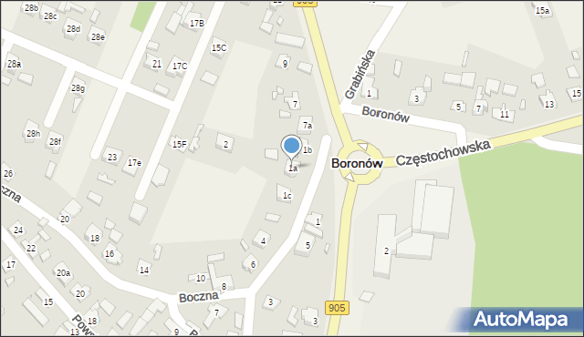 Boronów, Boczna, 1a, mapa Boronów