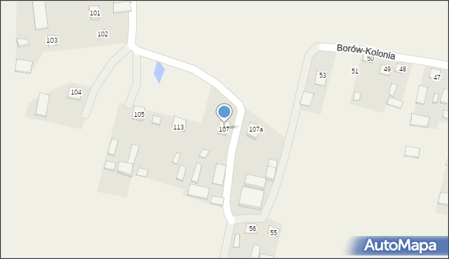 Borów, Borów, 107, mapa Borów