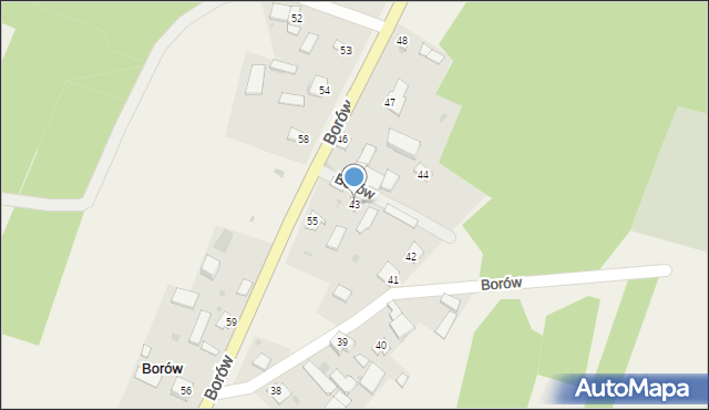 Borów, Borów, 43, mapa Borów
