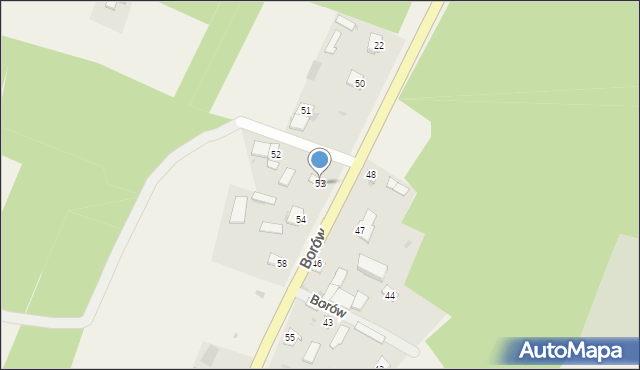 Borów, Borów, 53, mapa Borów