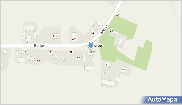 Borów, Borów, 51, mapa Borów