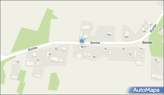 Borów, Borów, 58, mapa Borów