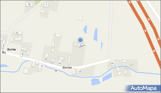 Borów, Borów, 12A, mapa Borów