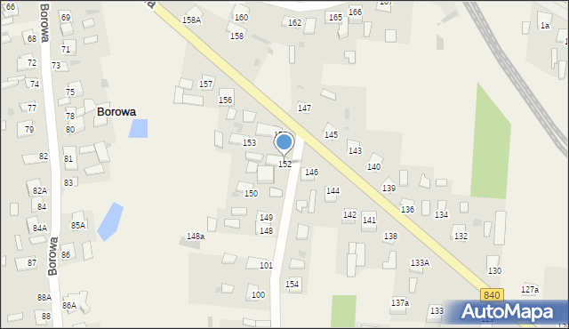 Borowa, Borowa, 152, mapa Borowa