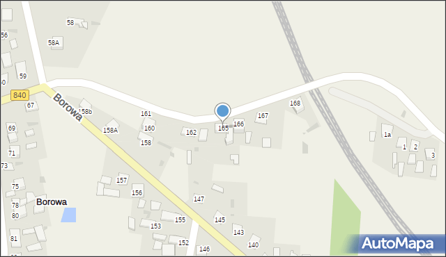 Borowa, Borowa, 165, mapa Borowa