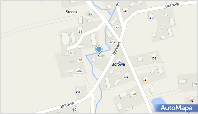 Borowa, Borowa, 74, mapa Borowa