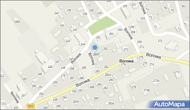 Borowa, Borowa, 260, mapa Borowa