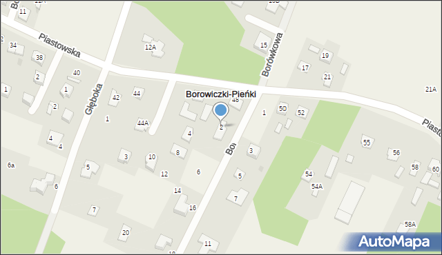 Borowiczki-Pieńki, Borówkowa, 2, mapa Borowiczki-Pieńki