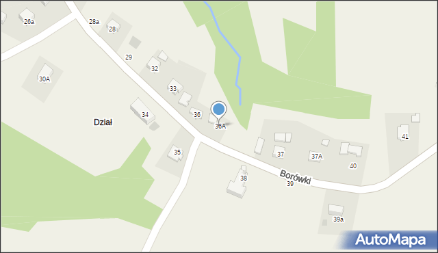 Borówki, Borówki, 36A, mapa Borówki