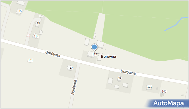 Borówna, Borówna, 115, mapa Borówna