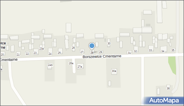 Borszewice Cmentarne, Borszewice Cmentarne, 28, mapa Borszewice Cmentarne