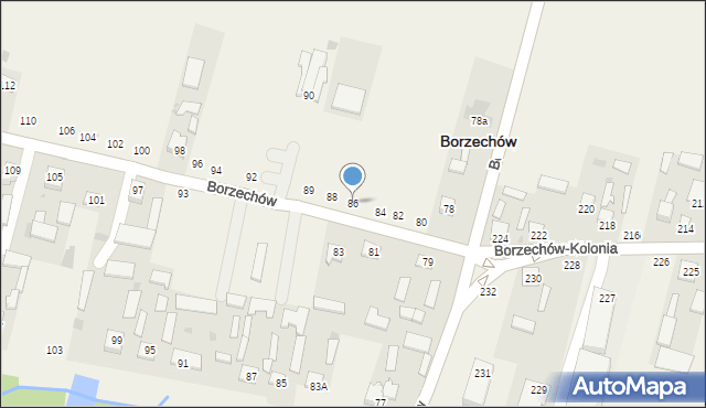 Borzechów, Borzechów, 86, mapa Borzechów