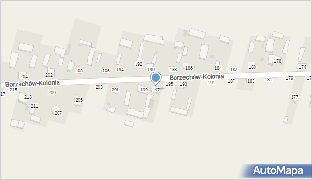Borzechów-Kolonia, Borzechów-Kolonia, 197, mapa Borzechów-Kolonia