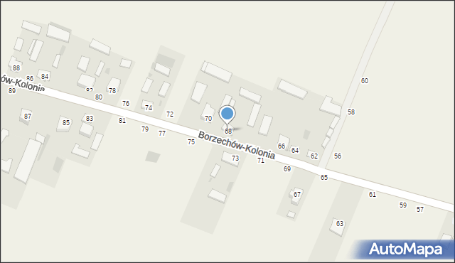 Borzechów-Kolonia, Borzechów-Kolonia, 68, mapa Borzechów-Kolonia