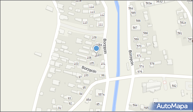 Borzęcin, Borzęcin, 107, mapa Borzęcin