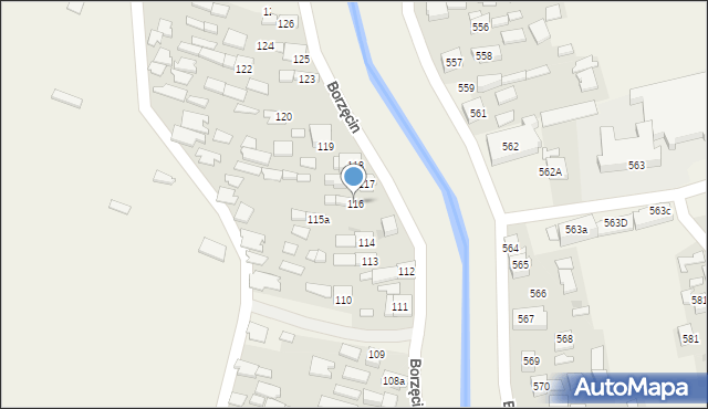 Borzęcin, Borzęcin, 116, mapa Borzęcin