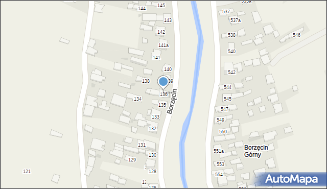 Borzęcin, Borzęcin, 136, mapa Borzęcin