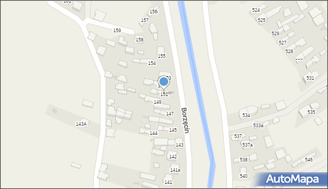 Borzęcin, Borzęcin, 151, mapa Borzęcin