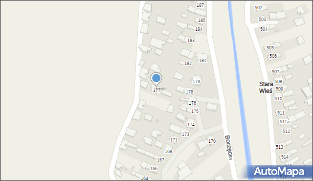 Borzęcin, Borzęcin, 177, mapa Borzęcin